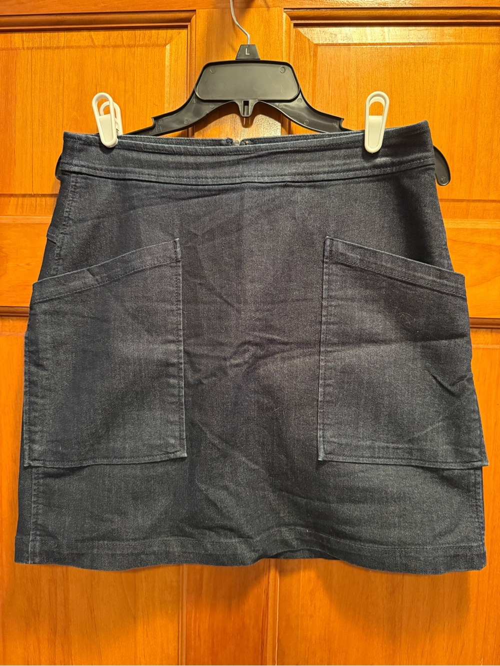LOFT Dark Blue Denim Mini Skirt with Front Pockets